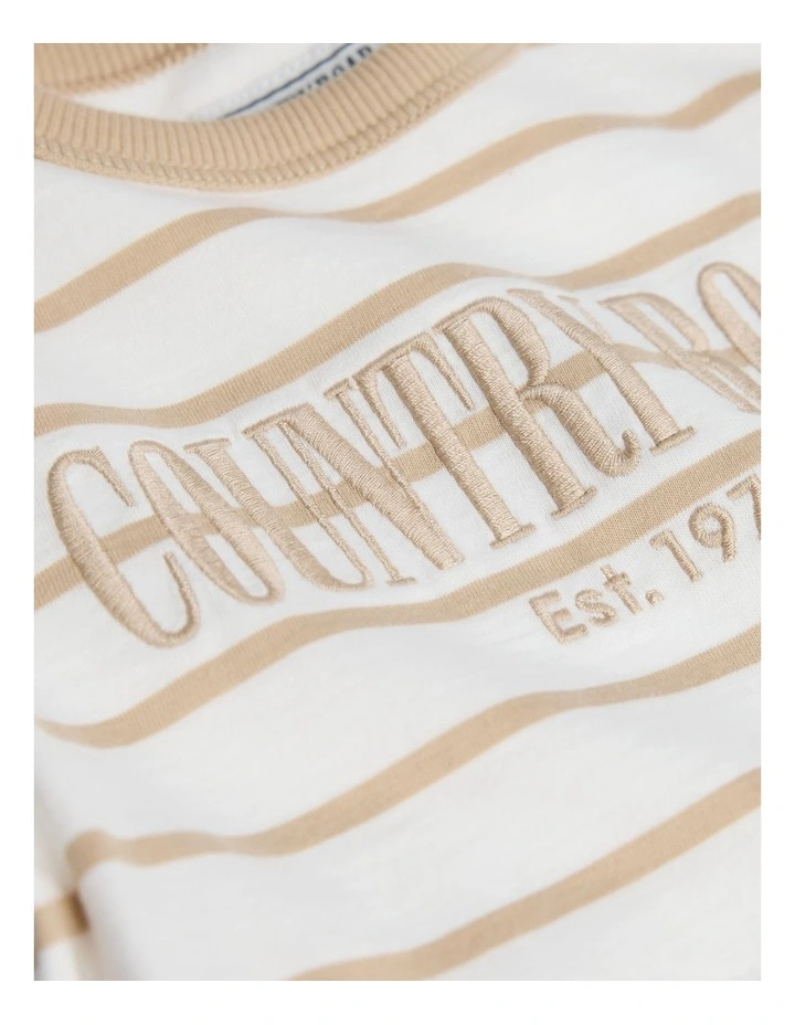 Australian Cotton Heritage T-Shirt in Wheat Stripe image 2