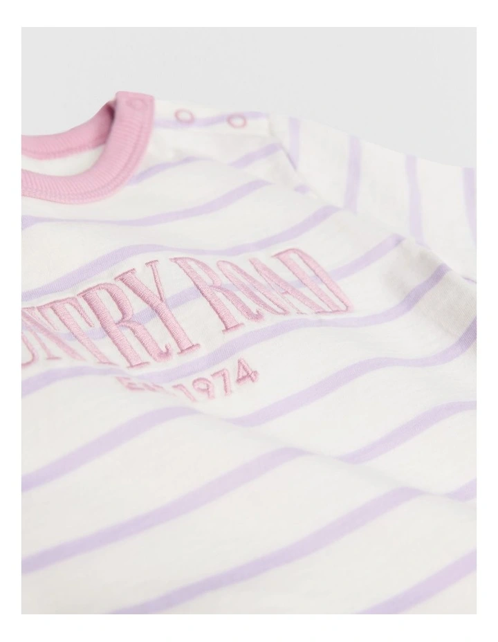 Australian Cotton Heritage T-Shirt in Lilac Stripe image 2