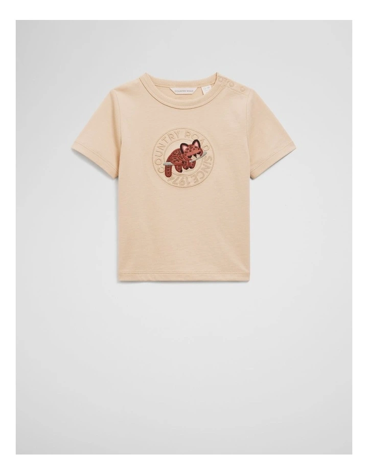 Cotton Sleeping Leopard T-Shirt in Wheat image 4
