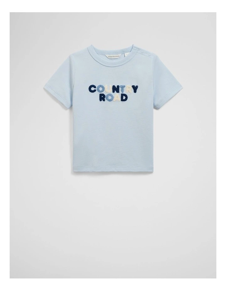 Organically Grown Cotton Boucle Logo T-shirt in Soft Blue image 1