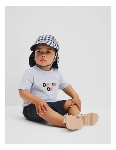 Organically Grown Cotton Boucle Logo T-shirt in Soft Blue