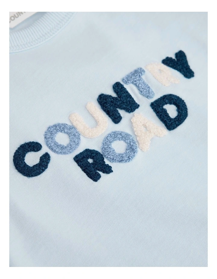 Organically Grown Cotton Boucle Logo T-shirt in Soft Blue image 2
