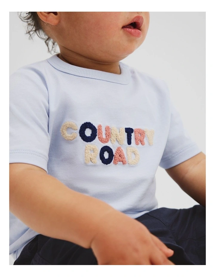 Organically Grown Cotton Boucle Logo T-shirt in Soft Blue image 2