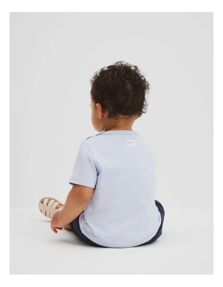 Organically Grown Cotton Boucle Logo T-shirt in Soft Blue image 3