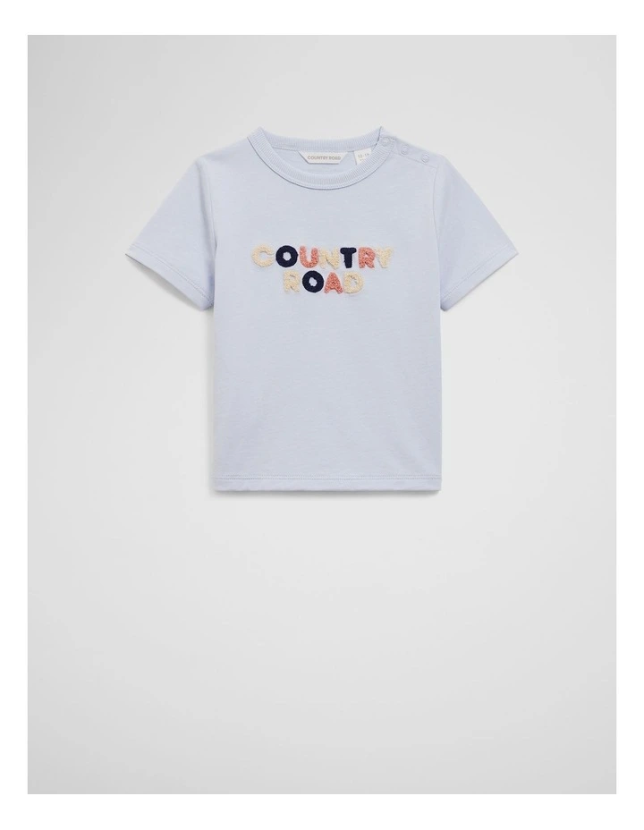 Organically Grown Cotton Boucle Logo T-shirt in Soft Blue image 4