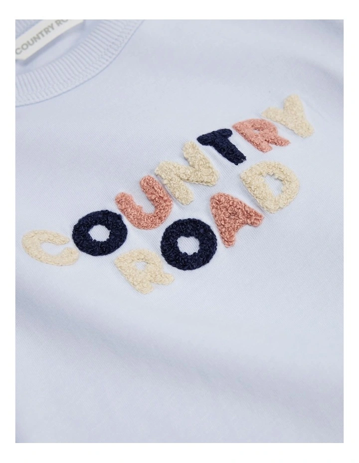 Organically Grown Cotton Boucle Logo T-shirt in Soft Blue image 5