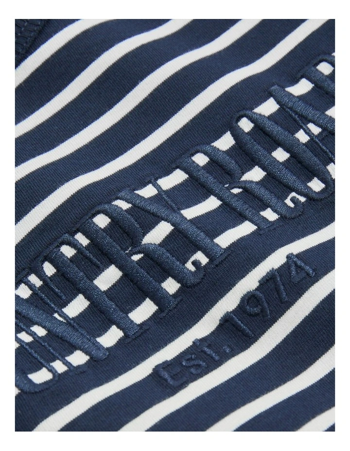 Verified Australian Cotton Long Sleeve Heritage T-shirt in Navy Strp Marsh image 2