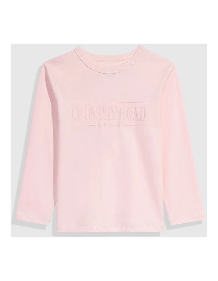 Australian Cotton Long Sleeve Heritage T-Shirt in Pale Pink image 1