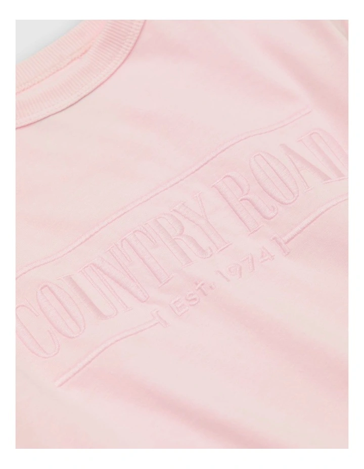 Australian Cotton Long Sleeve Heritage T-Shirt in Pale Pink image 2