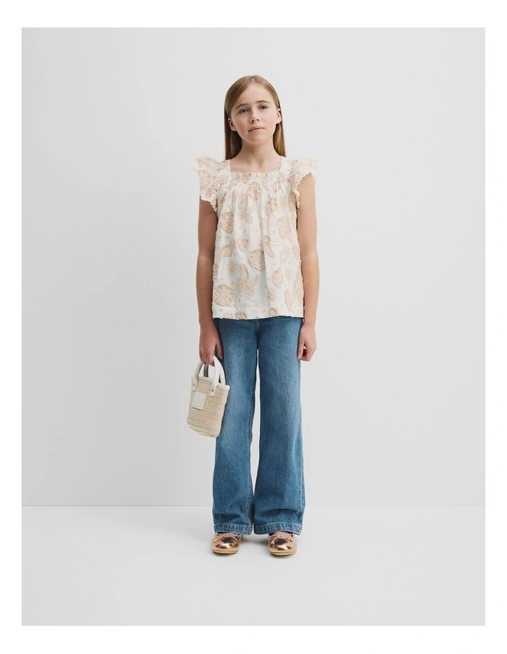 Floral Embroidered Shirt in Marshmallow image 1