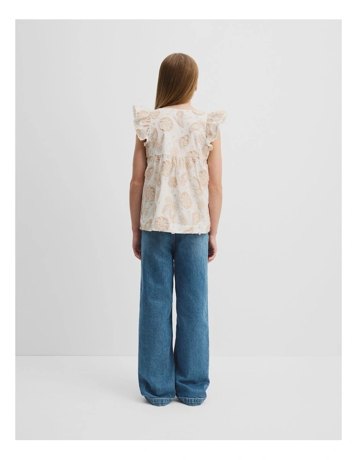 Floral Embroidered Shirt in Marshmallow image 3