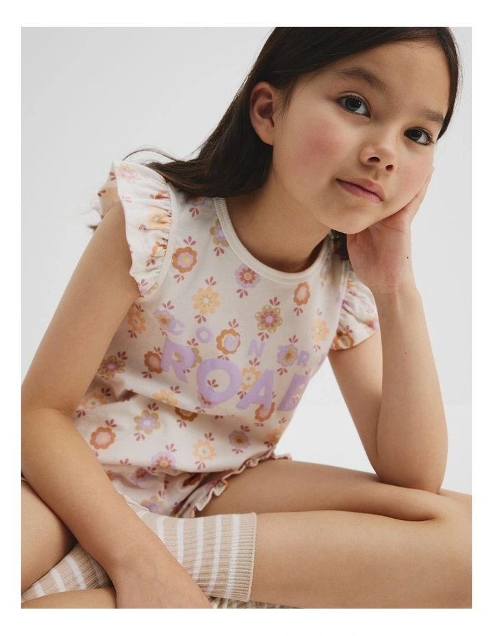 Organically Grown Cotton Logo Floral Pyjama Set in Marshmallow image 2