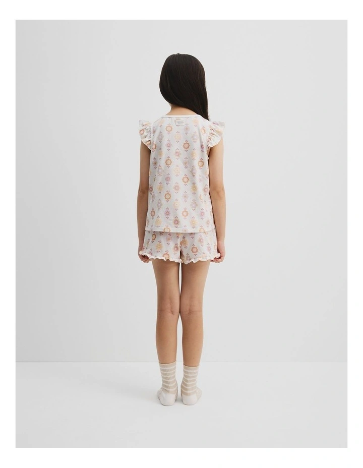 Organically Grown Cotton Logo Floral Pyjama Set in Marshmallow image 3