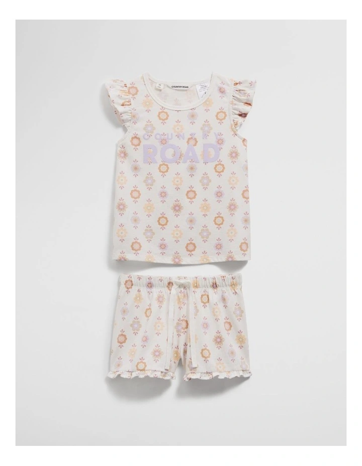 Organically Grown Cotton Logo Floral Pyjama Set in Marshmallow image 4