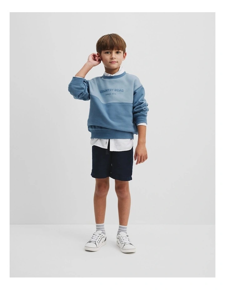 Australian Cotton Splice Logo Sweat in Faded Blue image 1