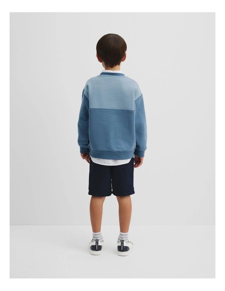 Australian Cotton Splice Logo Sweat in Faded Blue image 3