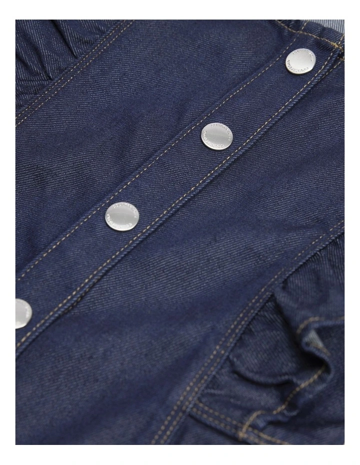 Denim Frill Dress in Indigo Rinse image 5