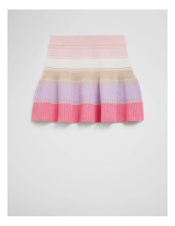 Organically Grown Cotton Stripe Knit Skirt in Multi Natural image 1
