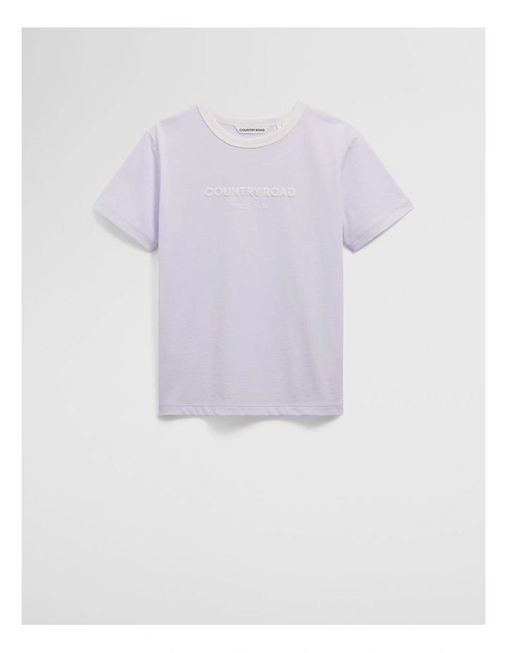Australian Cotton Contrast Logo T-Shirt in Lilac image 1