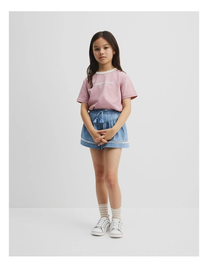Australian Cotton Contrast Logo T-Shirt in Soft Mauve image 2