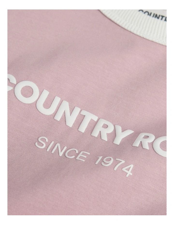 Australian Cotton Contrast Logo T-Shirt in Soft Mauve image 5