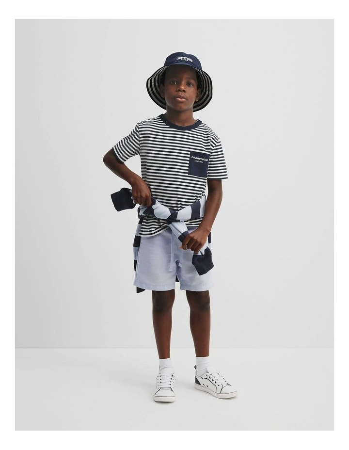 Organically Grown Cotton Pocket T-Shirt in Navy Stripe image 1