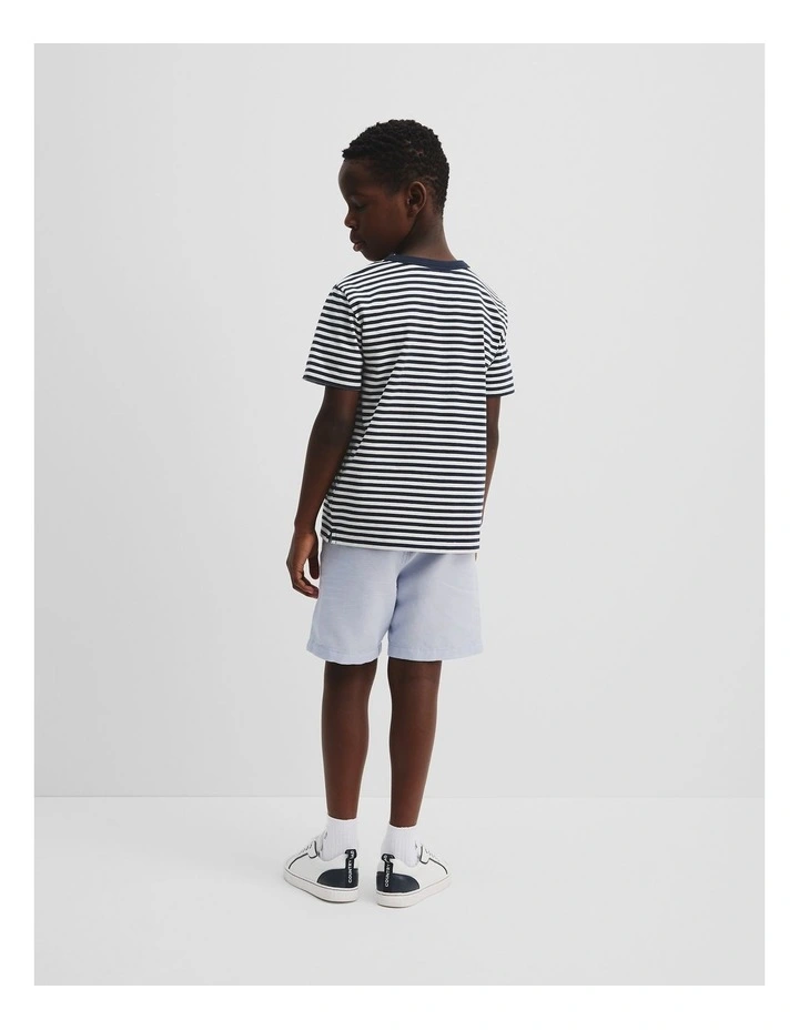 Organically Grown Cotton Pocket T-Shirt in Navy Stripe image 3