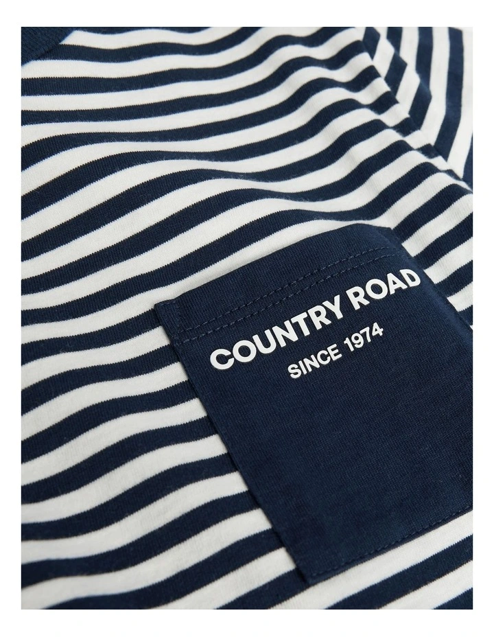 Organically Grown Cotton Pocket T-Shirt in Navy Stripe image 5