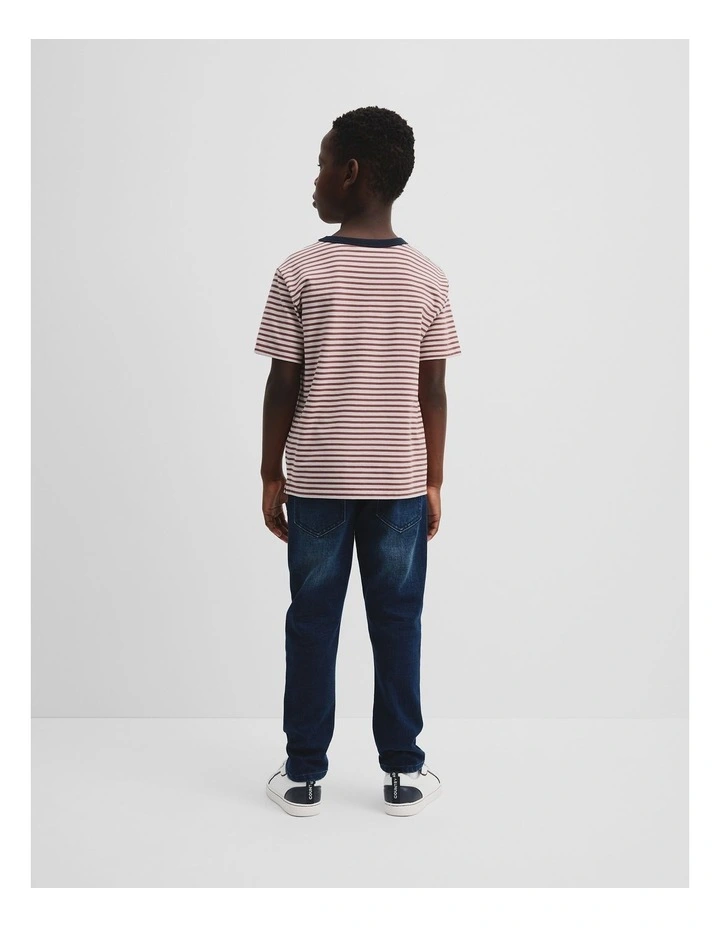 Organically Grown Cotton Pocket T-Shirt in Brick Stripe image 3