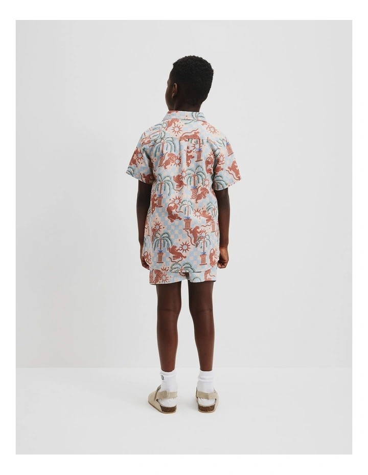 Leopard Check Shirt in Soft Blue image 3