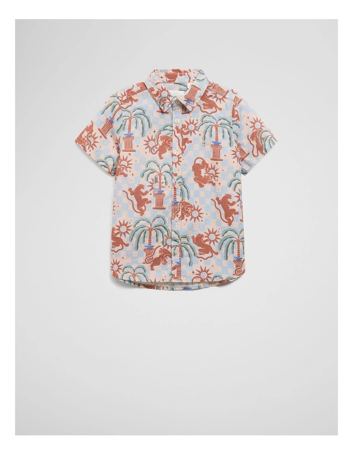 Leopard Check Shirt in Soft Blue image 4