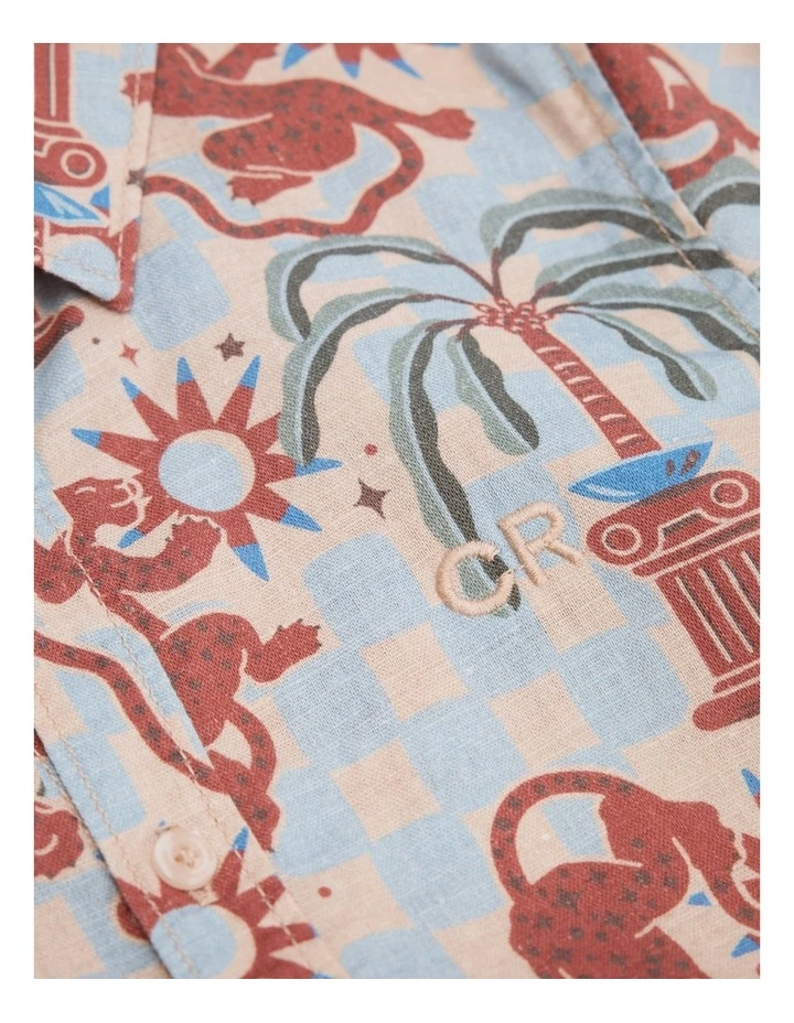 Leopard Check Shirt in Soft Blue image 5