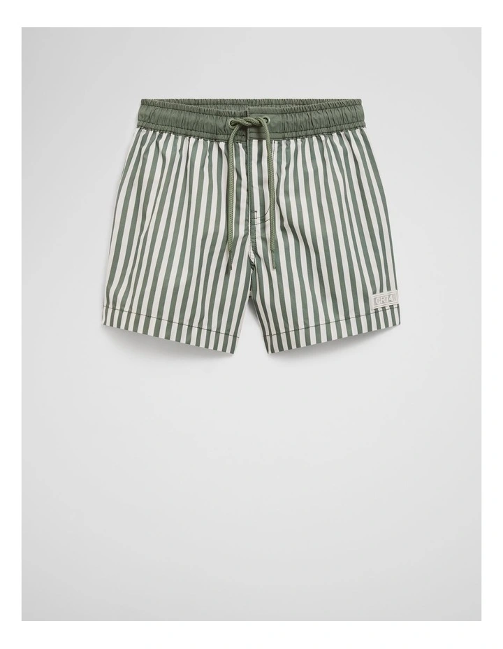 Recycled Blend Stripe Board Short in Fern image 4