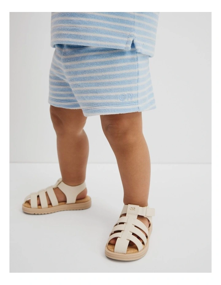 Organically Grown Cotton Terry Short in Soft Blue Strip image 2