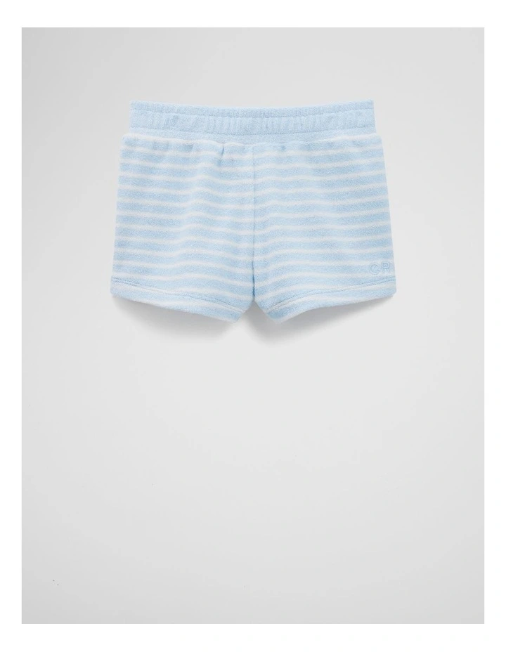 Organically Grown Cotton Terry Short in Soft Blue Strip image 4