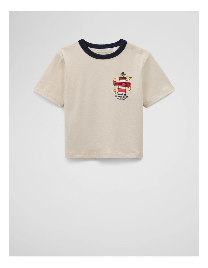 Organically Grown Cotton Lighthouse T-Shirt in Shell image 1