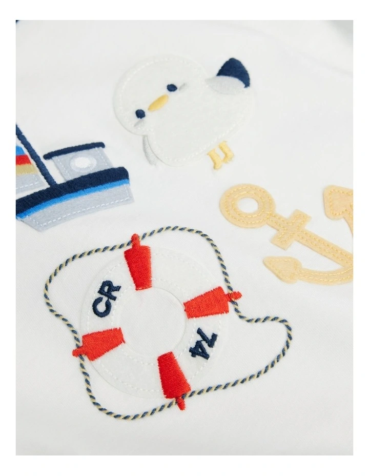 Organically Grown Cotton Out At Sea T-Shirt in Marshmallow image 2