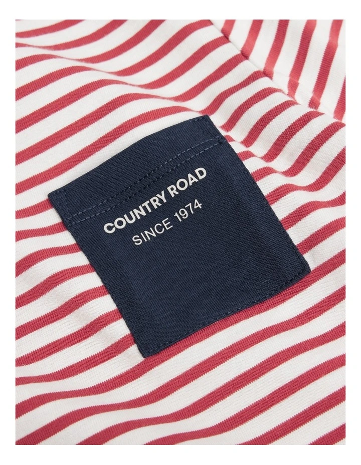 Organically Grown Cotton Pocket T-Shirt in Brick Stripe image 2