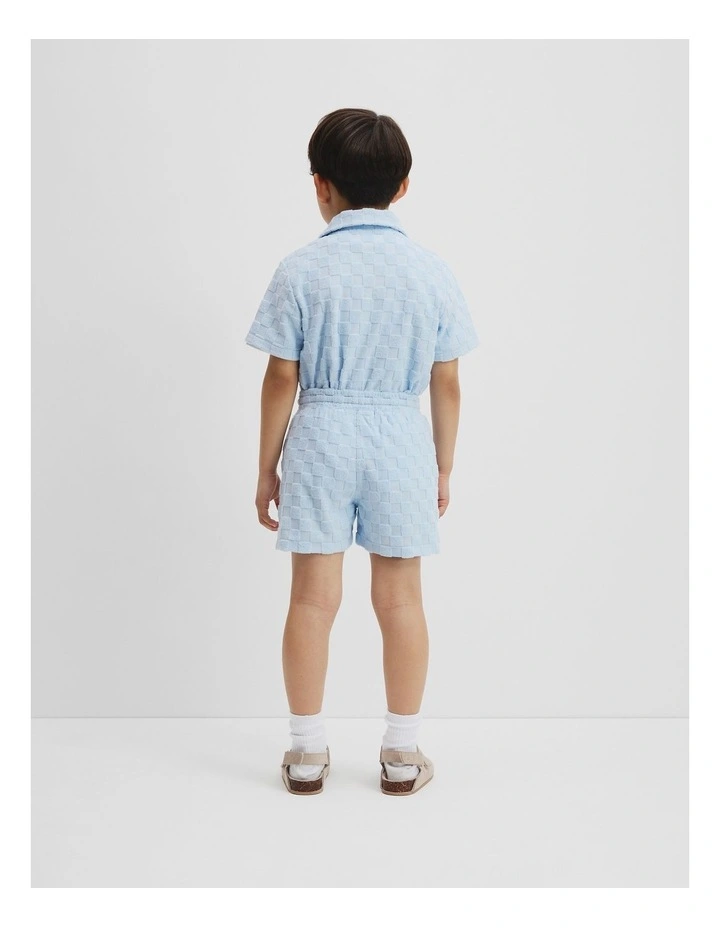 Cotton Terry Short in Soft Blue image 3