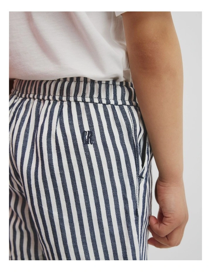 Cotton Linen Short in Navy Stripe image 2