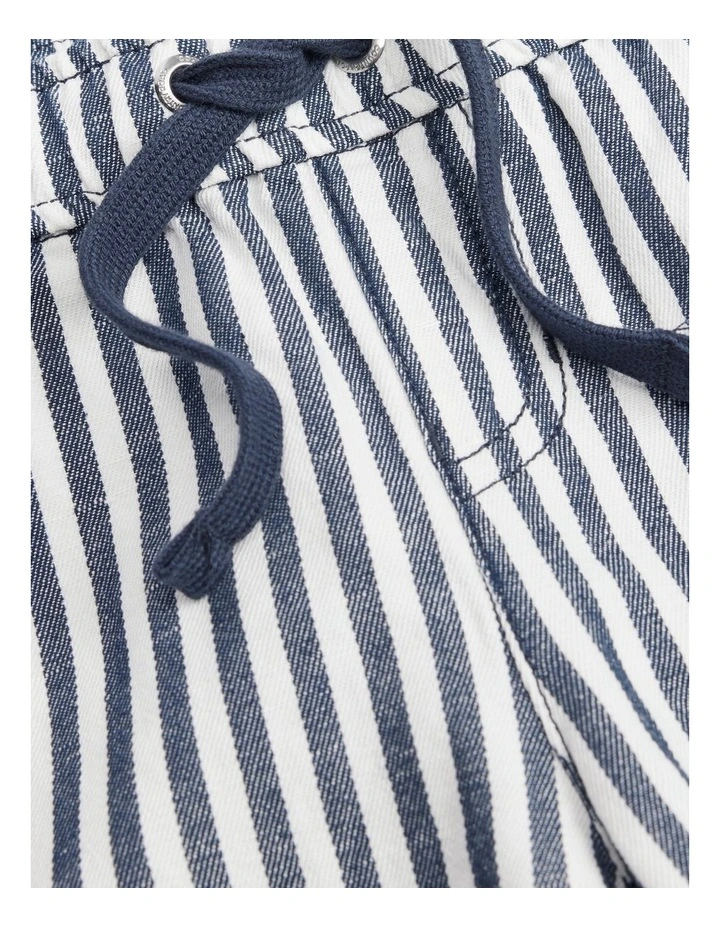 Cotton Linen Short in Navy Stripe image 5