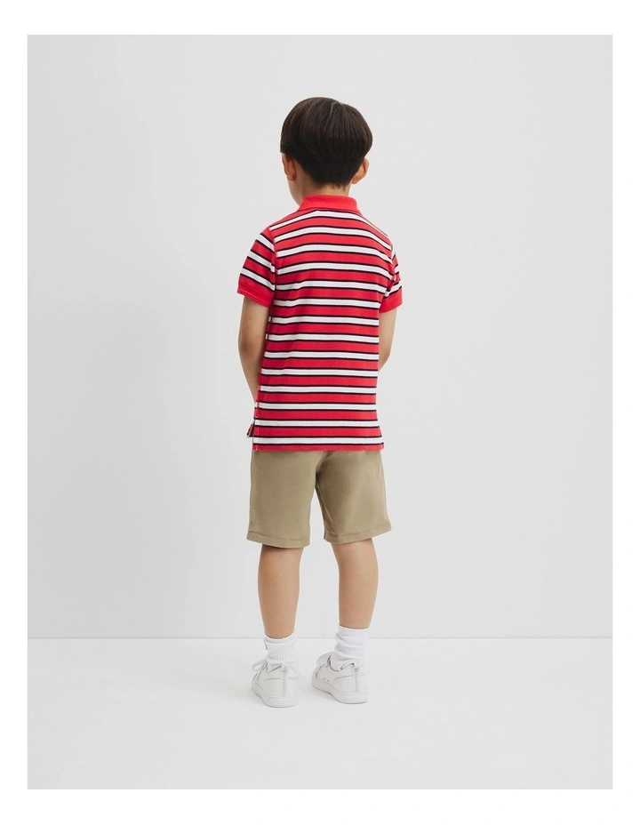 Organically Grown Cotton Logo Polo Shirt in Tomato Stripe image 3