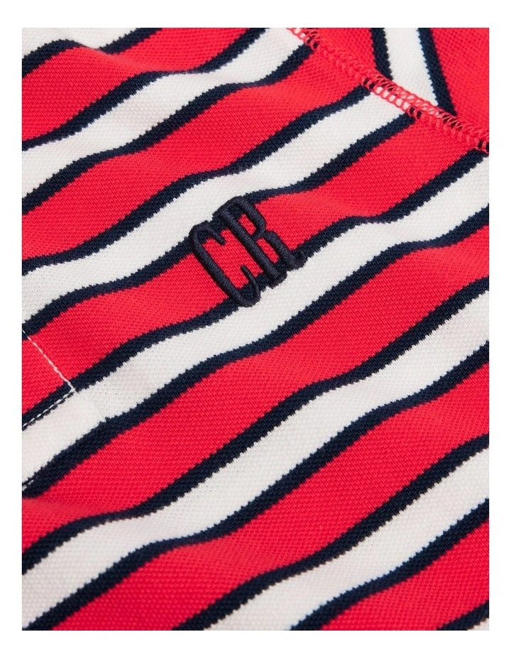 Organically Grown Cotton Logo Polo Shirt in Tomato Stripe image 5