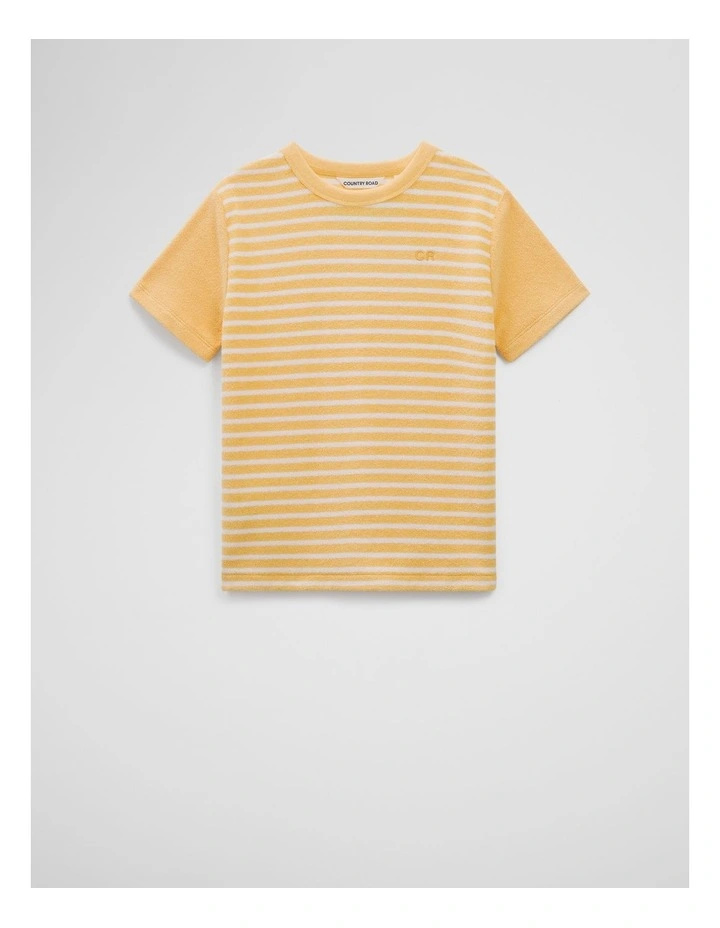Organically Grown Cotton Terry T-Shirt in Canary Stripe image 1