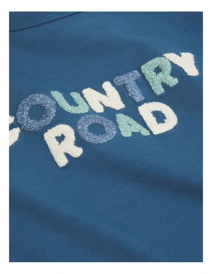 Organically Grown Cotton Boucle Logo T-shirt in Deep Blue image 2