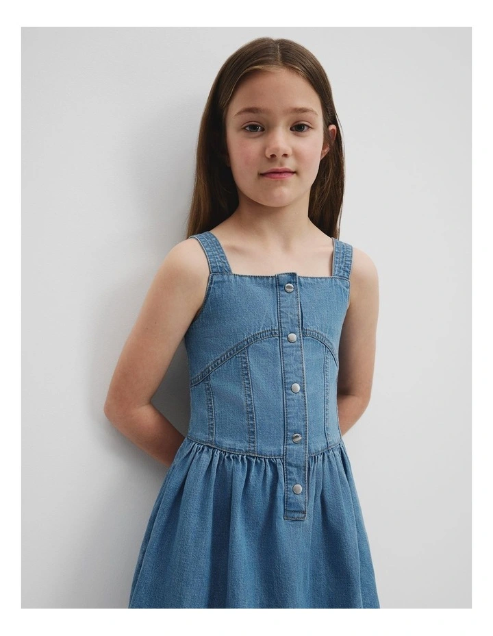 Denim Pinafore Dress in Light Wash image 1