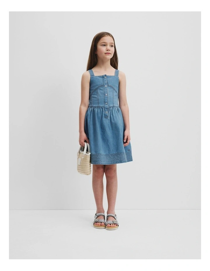 Denim Pinafore Dress in Light Wash image 2