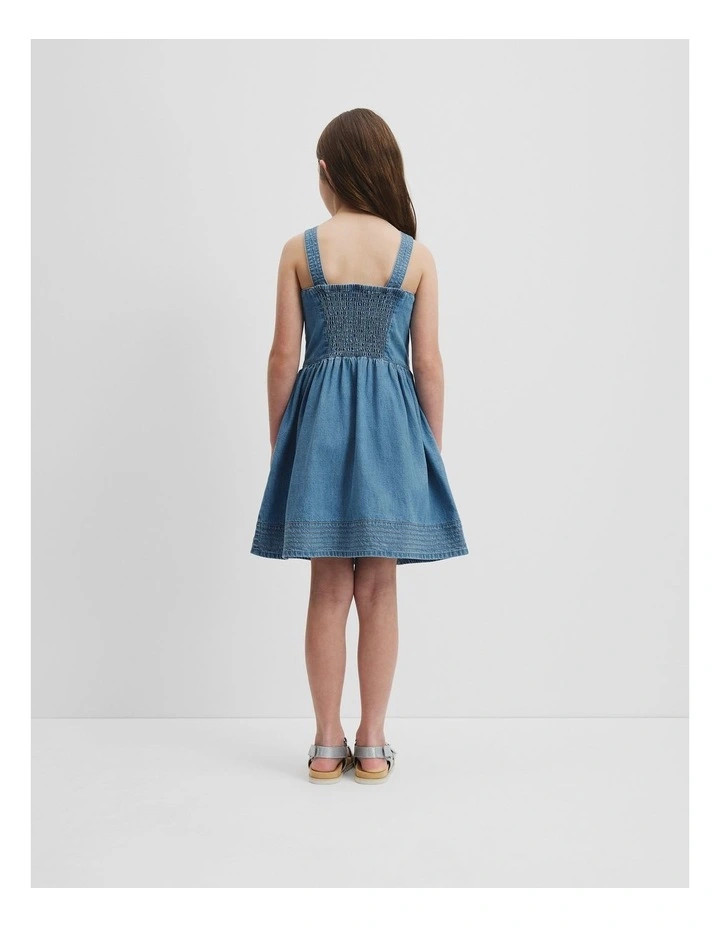 Denim Pinafore Dress in Light Wash image 3
