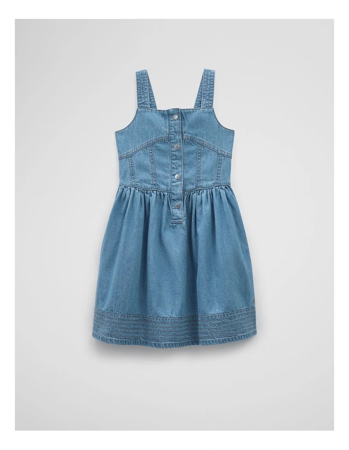 Denim Pinafore Dress in Light Wash image 4