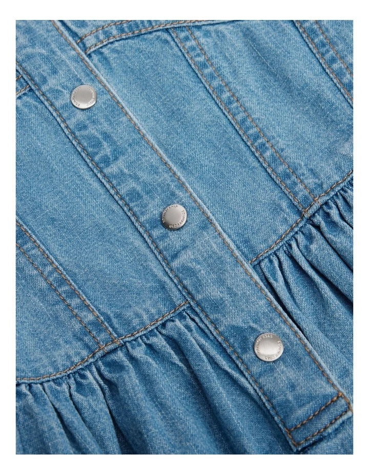 Denim Pinafore Dress in Light Wash image 5